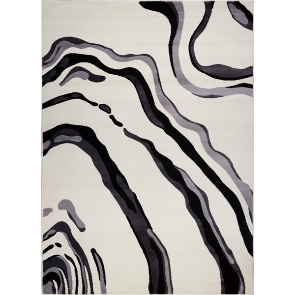 La Dole Rugs®  Abstract Contemporary Area Rug - 5' x 8' - Cream/Black