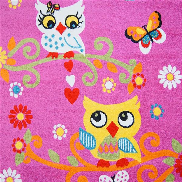La Dole Rugs® Kids Moda Modern Owl Rug - 5' x 8' - Pink