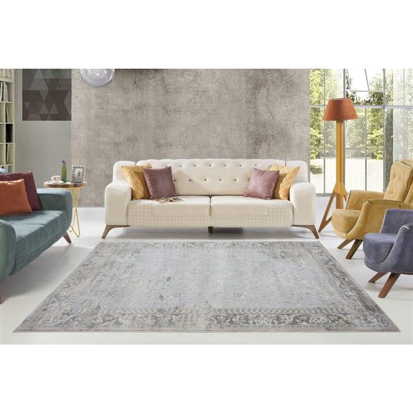 La Dole Rugs®  Abstract Garnet Contemporary Carpet - 5' x 8' - Cream/Grey