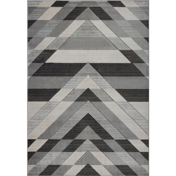 Tapis moderne de La Dole Rugs(MD), 7' x 10', gris/noir