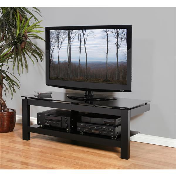  Plateau  TV Stand  Black Satin Clear Glass 50 in 