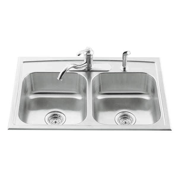 Kohler Toccata Drop In Double Kitchen Sink 33 In Silver 3346 3