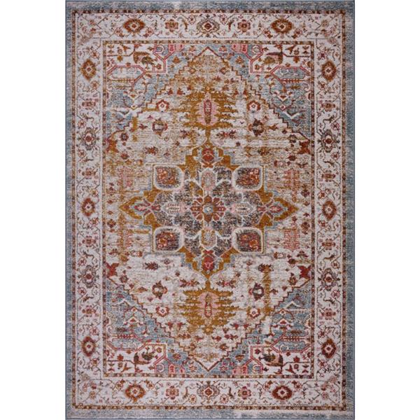 Tapis traditionnel «Gracie», 5' x 8', beige/sarcelle