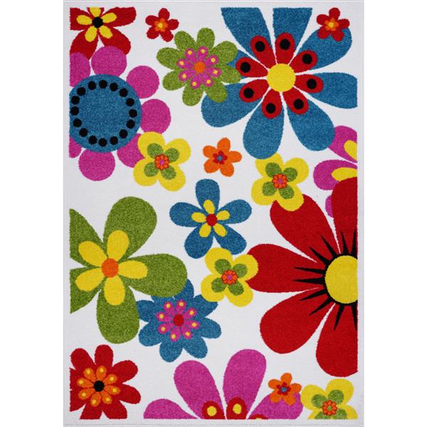 Tapis à motif floral rectangulaire, 8' x 11', multicolore