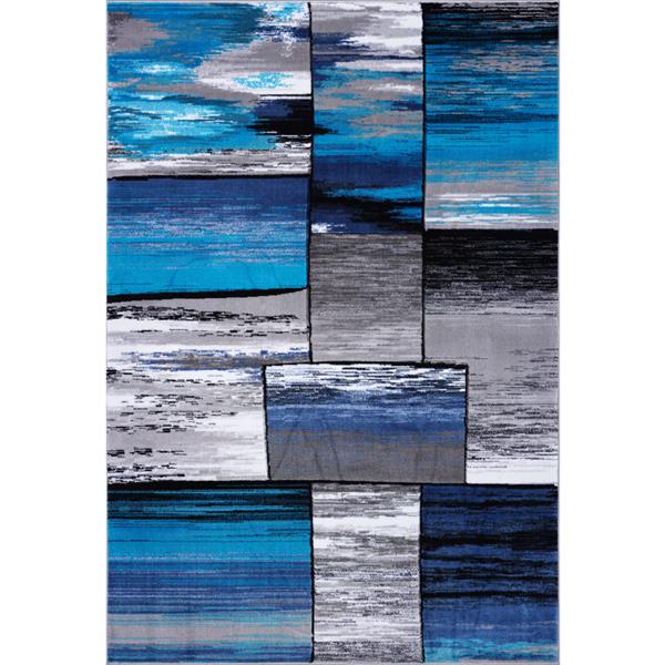 Tapis abstrait rectangulaire cuivre, 3' x 10', turquoise