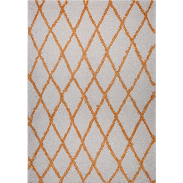 Tapis géométrique rectangulaire «Trellis», 5' x 8', orange
