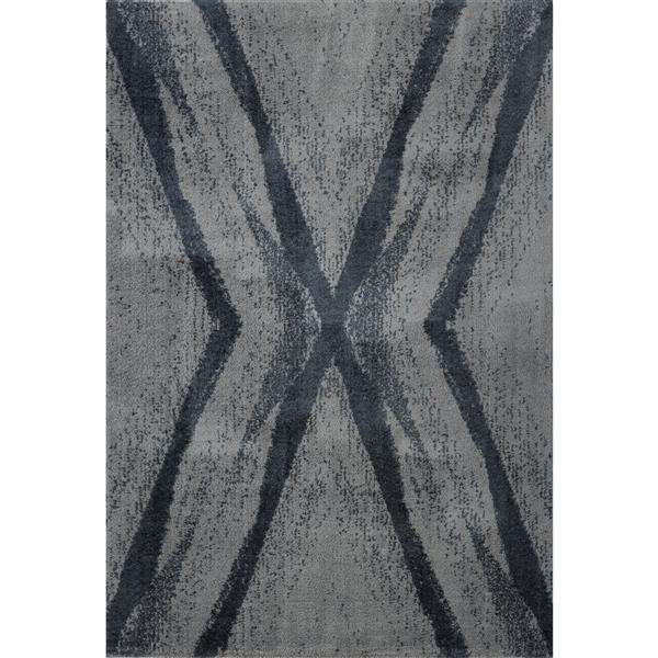 Tapis abstrait Jasper, 3,9' x 5,6', microfibre, gris