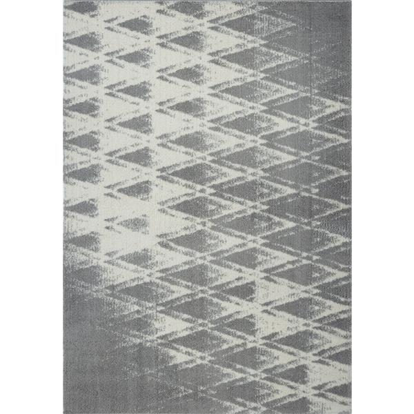 Tapis abstrait Burnaby, 3,9' x 5,6', microfibre, gris