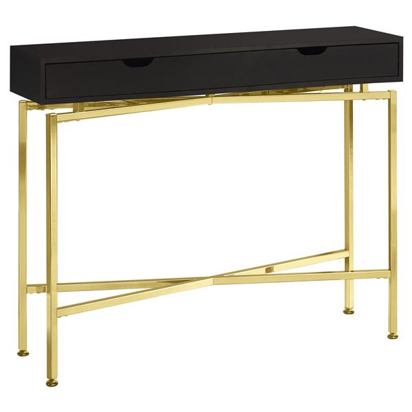 Table d'appoint console, cappuccino et or,  42"