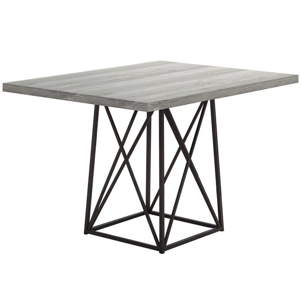Table salle à manger, faux bois gris et métal noir, 36"X 48"