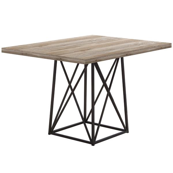 Table salle à manger, faux bois taupe et métal noir, 36"X48"
