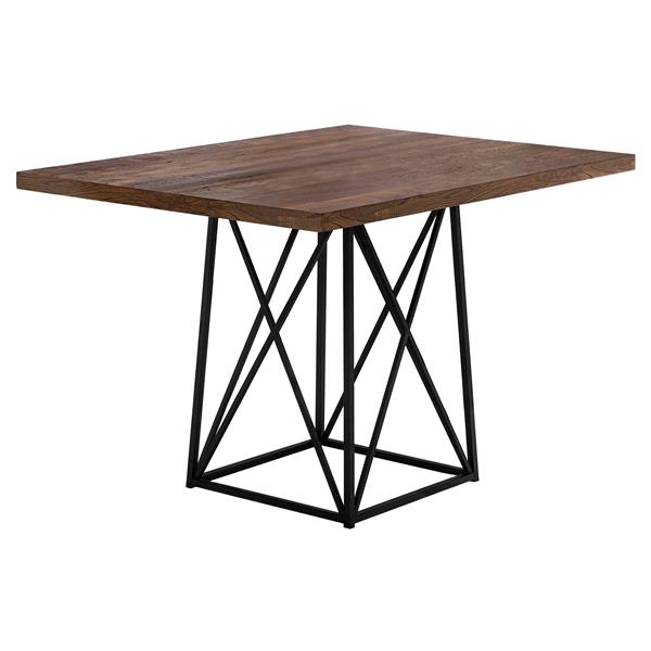 Table salle à manger, faux bois brun et métal noir, 36"X 48"