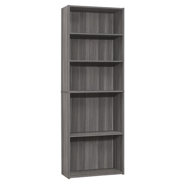 Monarch Bookcase with 5 Shelves - Grey -  72-in H