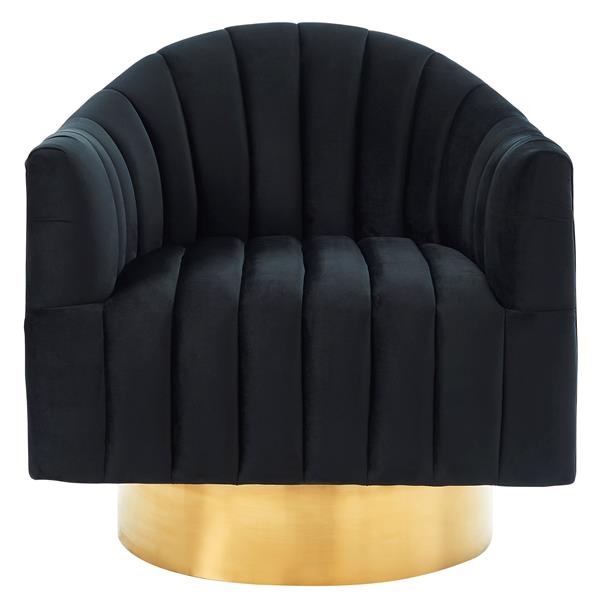 !nspire Swivel Accent Chair - Golden Base - 30.75-in - Black Velvet