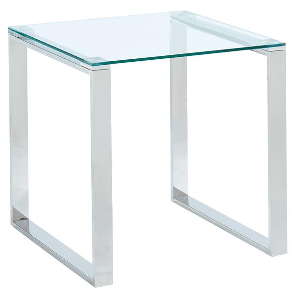 !nspire Side Table - Clear Glass - 21.75-in x 21.75-in - Chrome Base