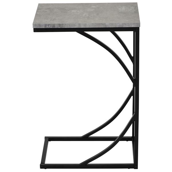 Table d'appoint en forme de C, simili-ciment gris et noir
