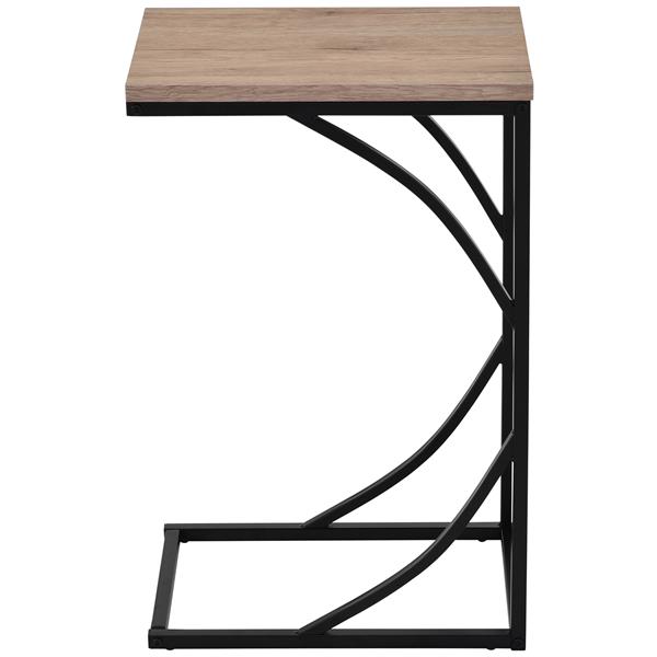 Table d'appoint WHI en forme de C, bois naturel/métal noir