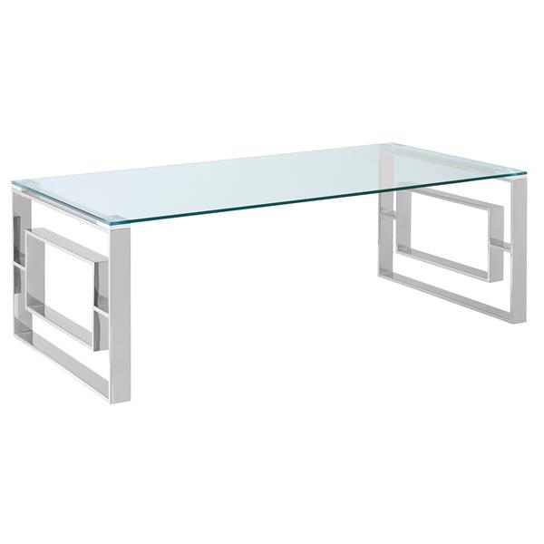 !nspire Coffee Table - 43-in x 24-in - Chrome Base - Clear Glass