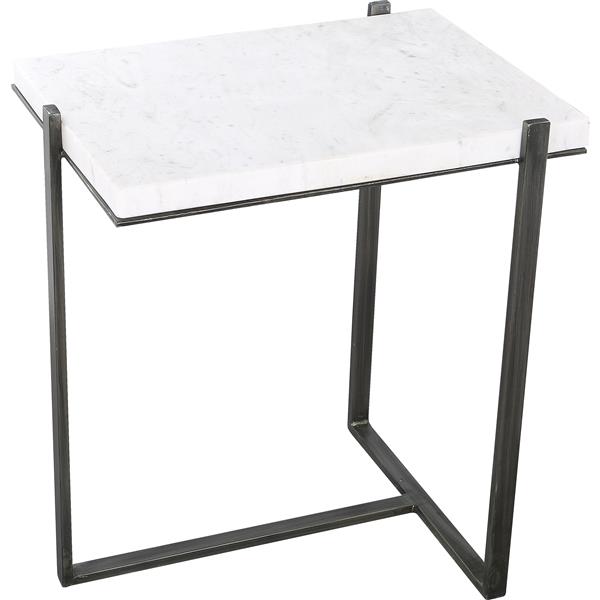 Table d'appoint Hyder, 15" x 22", aluminium, blanc/gris