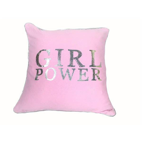 Coussin décoratif «Girl Power», 18" x 18", mutlicolore