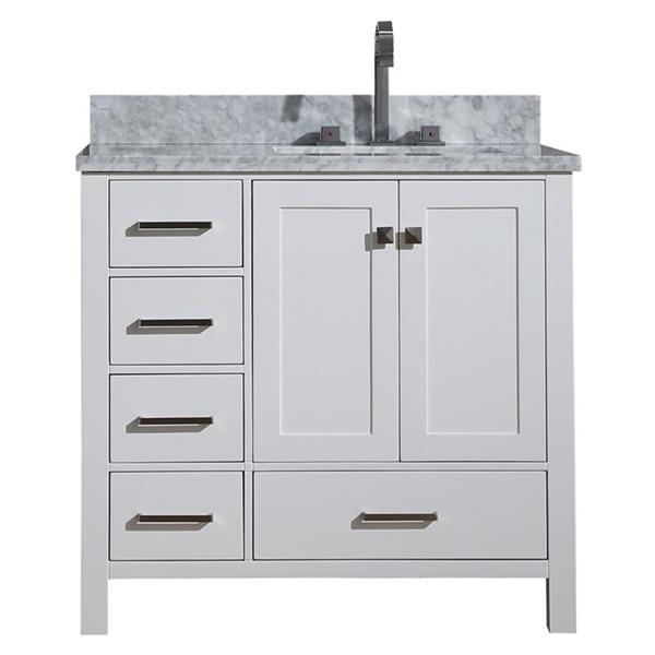 Ariel Right Offset Single Sink Vanity, Bath Vanity With Sink On Right