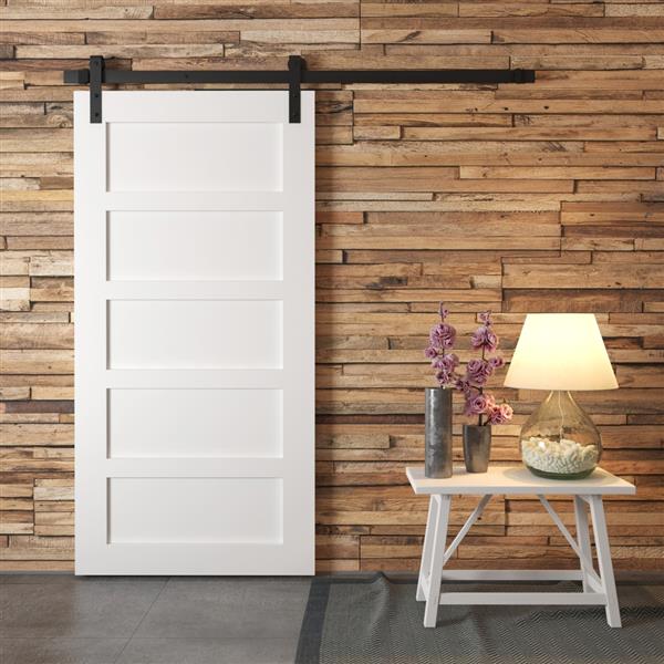 Urban Woodcraft Suburb Sliding Barn Door with Hardware - 5-Panel - White - 40-in