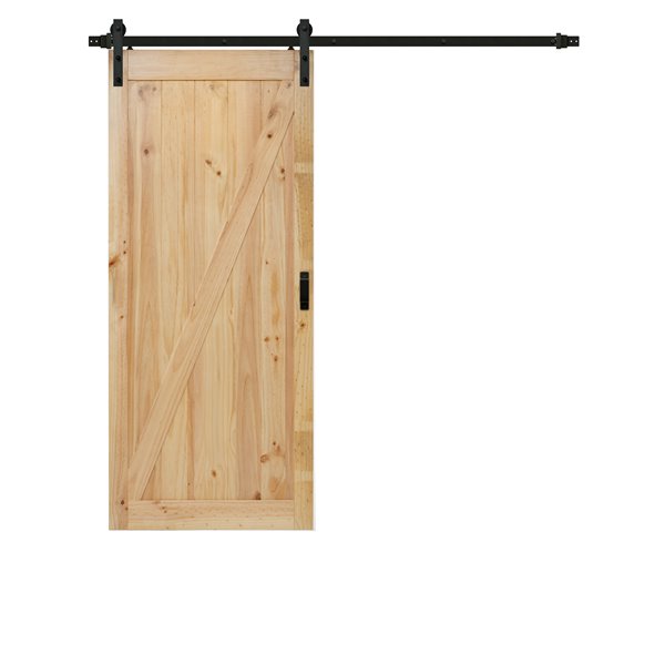 Porte coulissante Z de Renin, pin naturel avec quincaillerie, 42"x84"