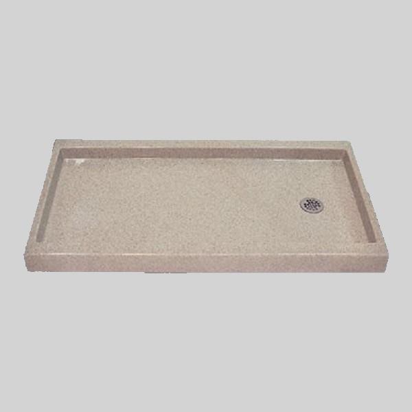 The Marble Factory Shower Base with Right Offset Drain 60in x 32in