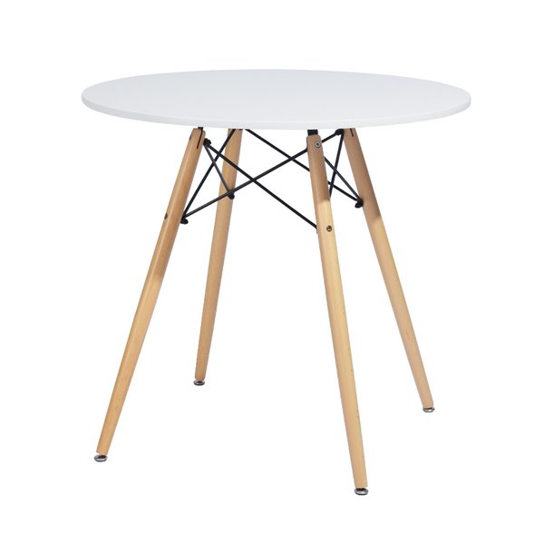FurnitureR Table de salle à manger moderne ronde 31,5 po- blanc