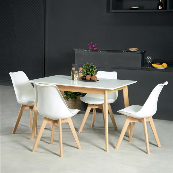 Homycasa Dining Table - White and Natural - 27.5-in  x 47-in