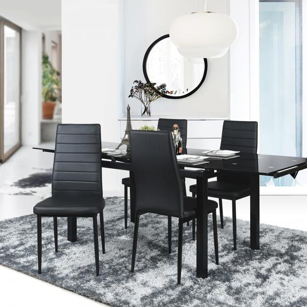 FurnitureR Black High Back Dining Chair - Set of 4