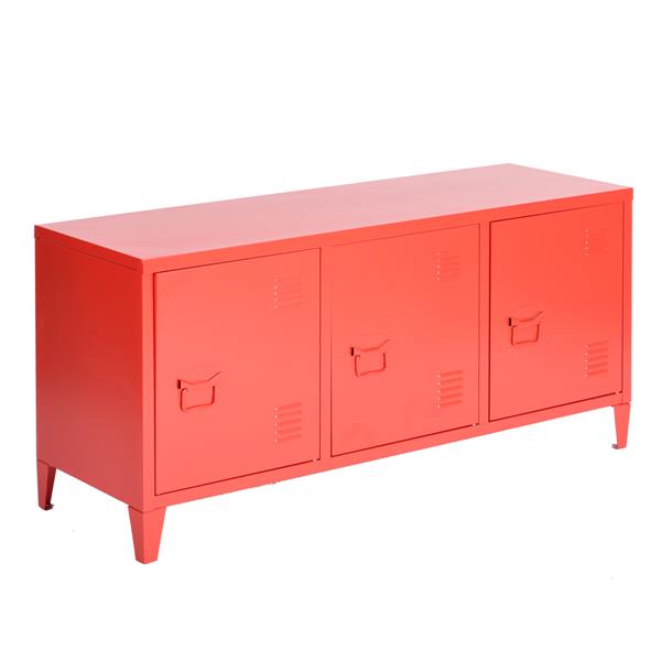 Furniturer Storage Cabinet 3 Door Metal File Locker Red 47 2