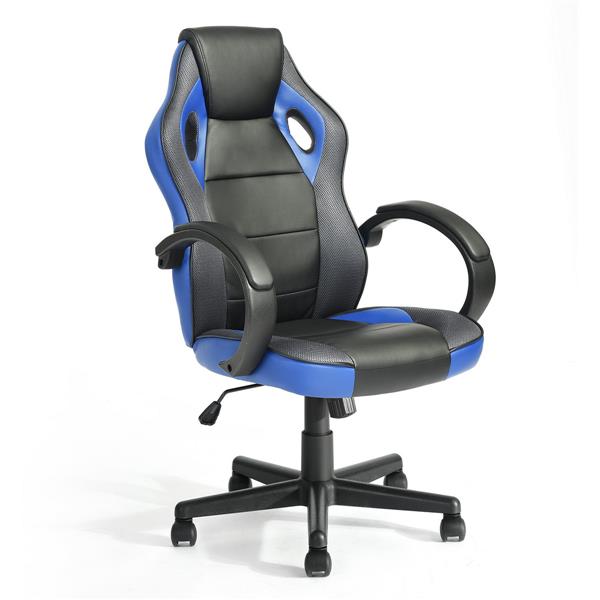 Chaise de jeu/bureau FurnitureR, noire et bleu