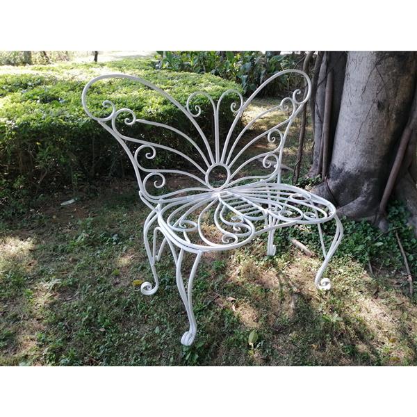 Chaise de jardin en métal, papillon, blanc