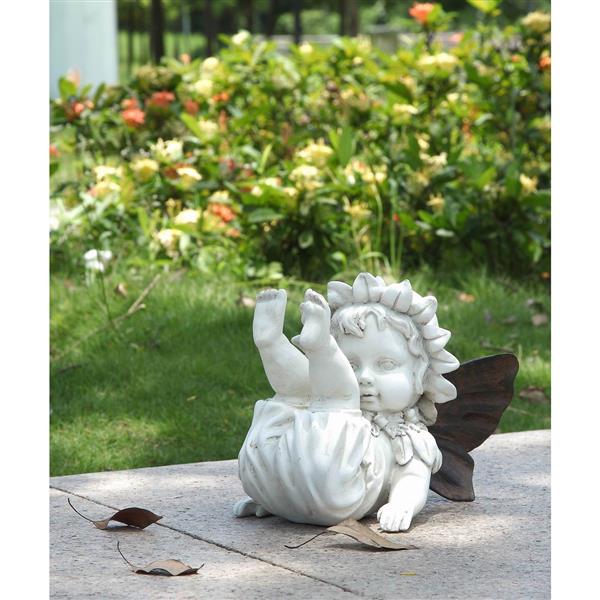 Statue de jardin, petite fée sur le dos, 7,25"