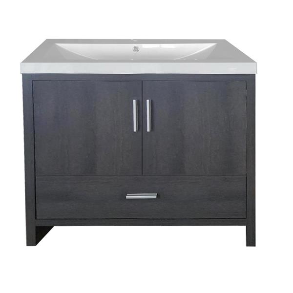 Project Source 36-in Gray Single Sink Bathroom Vanity with White Cultured  Marble Top in the Bathroom Vanities with Tops department at