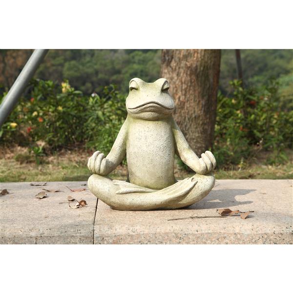 Hi-Line Gift Frog Sitting in Lotus Position Statue - Multicoloured