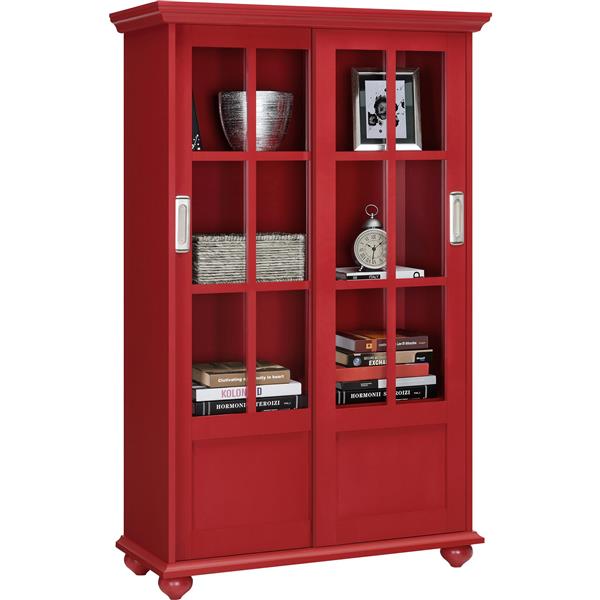 Ameriwood Home Aaron Lane Bookcase With, Shallow Bookcase With Sliding Doors