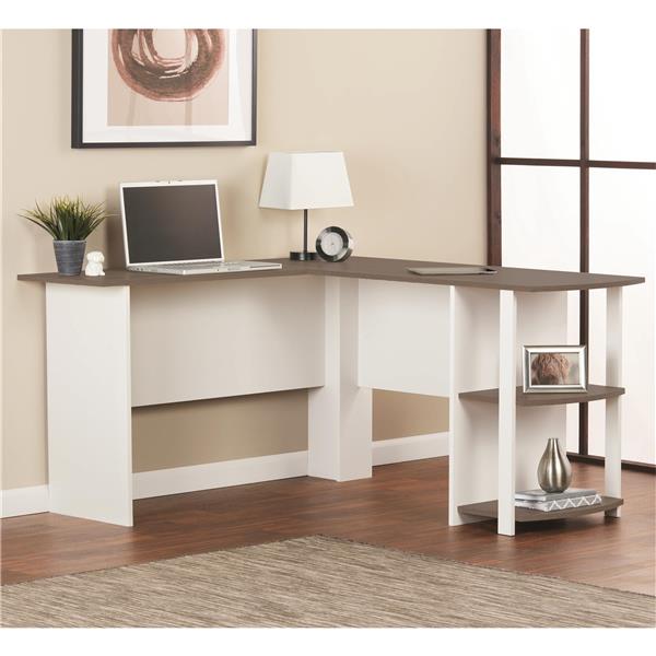 Ameriwood Home Dakota L Shaped Desk With Bookshelves White