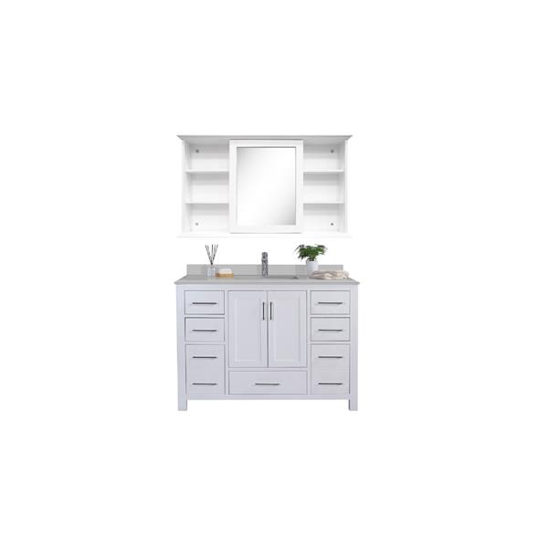 Gef Willow Vanity Set With Medicine Cabinet Quartz Top White