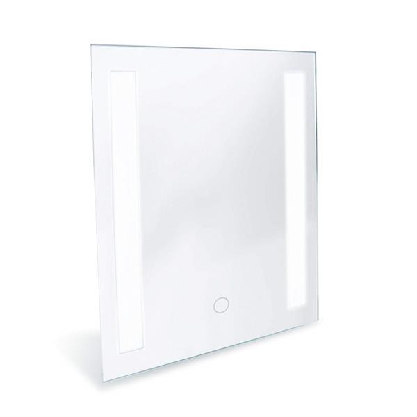 Miroir anti buée avec bords dépolis et éclairage LED et interrupteur  sensitif