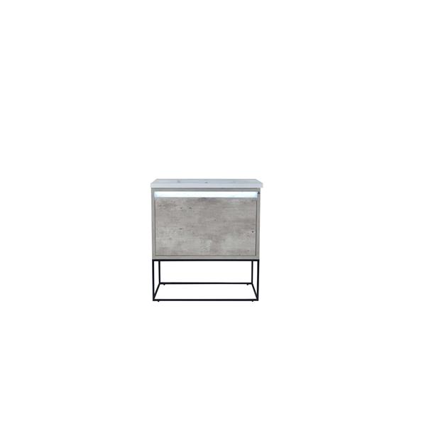 Meuble-lavabo simple de 32 po gris pierre Modo Casey par Lukx avec comptoir blanc en céramique
