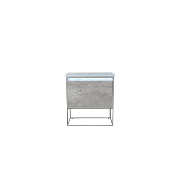 Meuble-lavabo simple de 32 po Modo Casey par Lukx gris pierre avec comptoir blanc en céramique