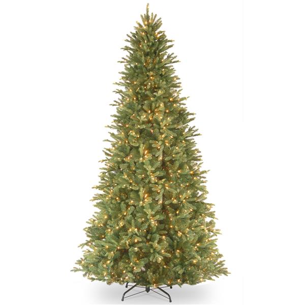 Tiffany Fir Slim Christmas Tree with Clear Lights - 9-ft - Green