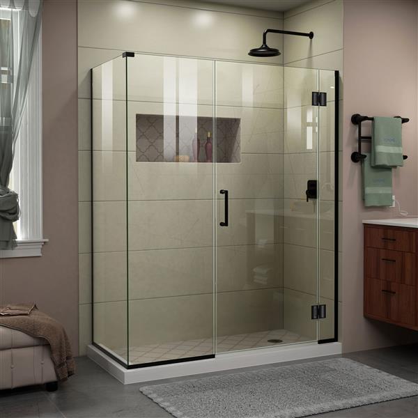 Cabine de douche en verre Unidoor-X de DreamLine, 4 panneaux, 51.5 po, noir