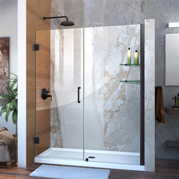 Porte de douche sans cadre Unidoor de DreamLine, 53-54 po x 72 po, noir