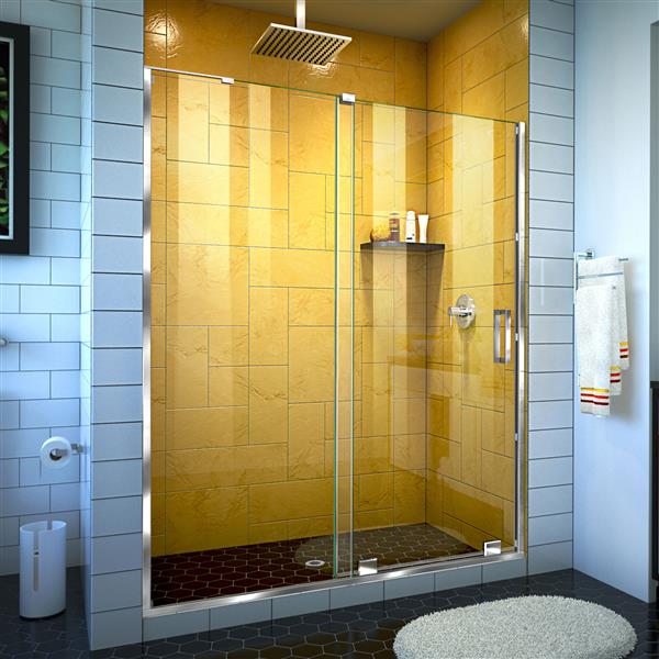 Porte de douche en verre Mirage-Z de DreamLine, 56-60 po x 72 po, chrome