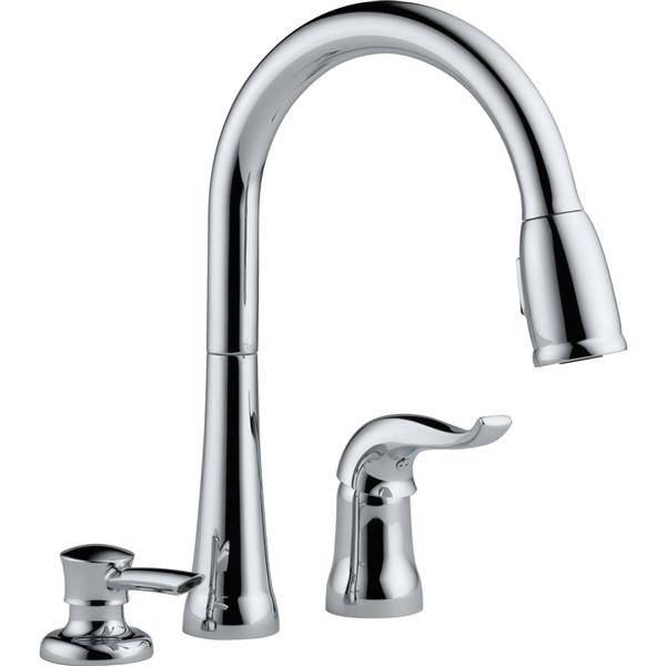 Delta Pull Down Kitchen Faucet With Soap Dispenser 16970 Sd Dst