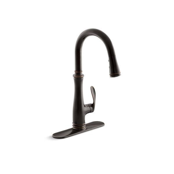 Kohler Bellera Pull Down Kitchen Sink Faucet 1 Handle Oil Rubbed Bronze 560 2bz Reno Depot