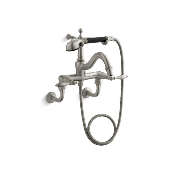 KOHLER Finial Traditional Bathtub Faucet with Handshower Brushed